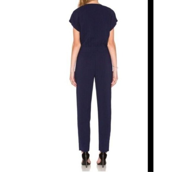 Diane Von Furstenberg Emerson Jumpsuit Womens 6 Blue Short Sleeve Pantsuit - Picture 13 of 16